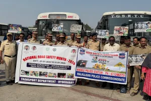 నాగోల్ బండ్లగూడ ఆర్టీసీ డిపోలో రోడ్డు భద్రత వారోత్సవాల అవగాహన కార్యక్రమం