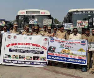 నాగోల్ బండ్లగూడ ఆర్టీసీ డిపోలో రోడ్డు భద్రత వారోత్సవాల అవగాహన కార్యక్రమం